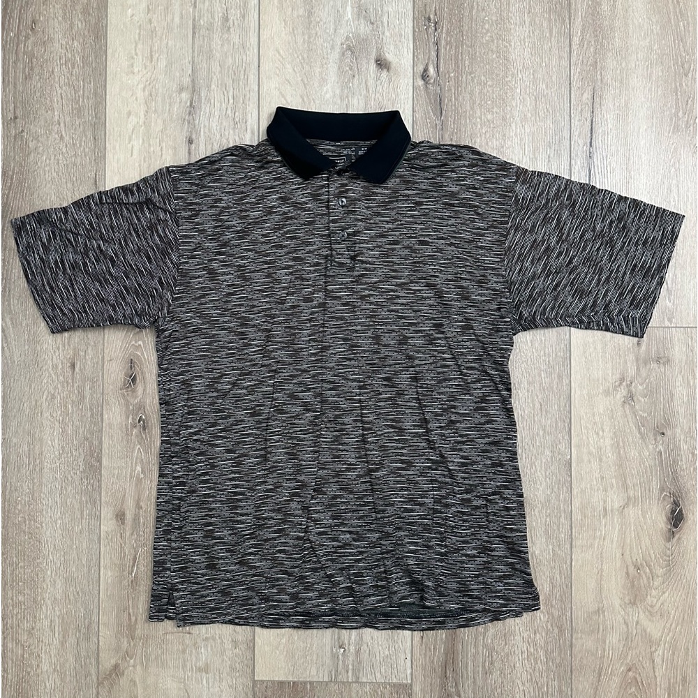 NWOT HAGGAR Golf Shirt Men’s Polo Size Medium Grey Black